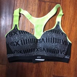 Victoria secret neon green and black sports Bra